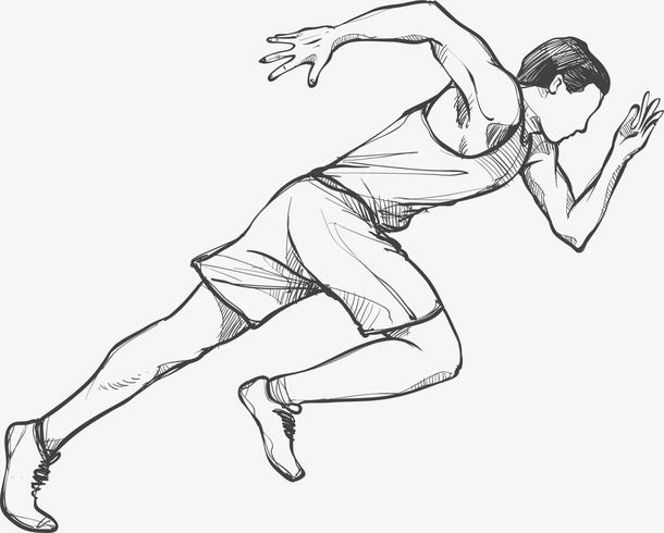马拉松手绘跑步的男人免抠