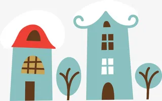 冬季积雪树木小屋免抠