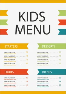 彩色横幅儿童菜单免抠