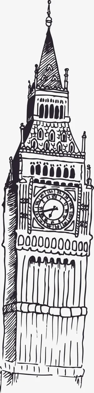 创意合成手绘纹理复古铁塔免抠