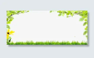 海报绿色花边免抠