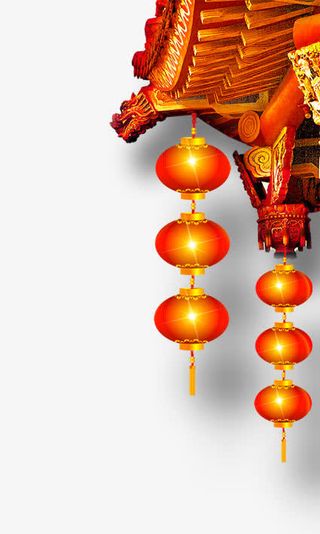 灯笼反光的灯笼屋檐上的灯笼免抠