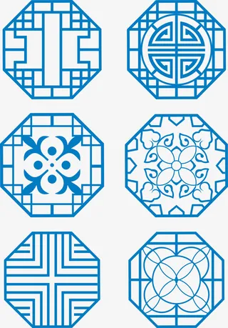 中国风窗户纹理边框免抠