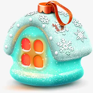 蓝色圣诞小房子免抠