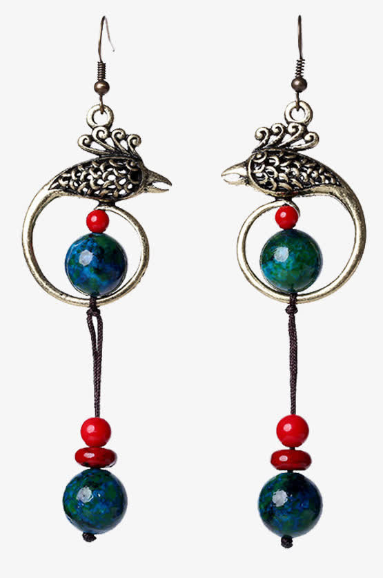 烟雨江南复古手工流苏耳环免抠