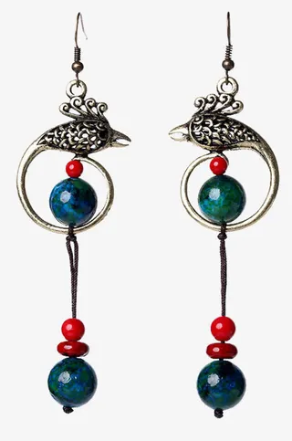 烟雨江南复古手工流苏耳环免抠