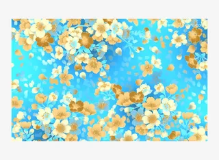 蓝底黄花碎花儿布免抠