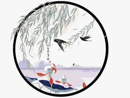 矢量中国风春天插画免抠