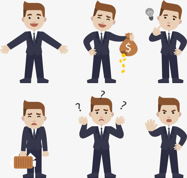 充满疑惑的商务小人免抠