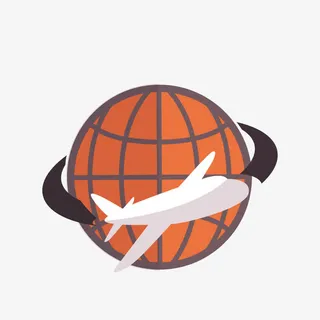 橙色圆形箭头球形网状免抠