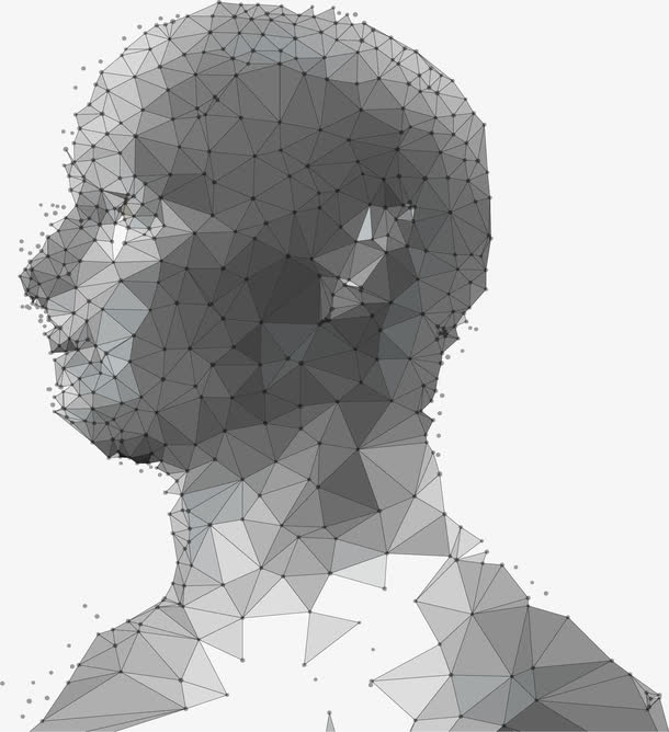 深灰色低多边人像免抠