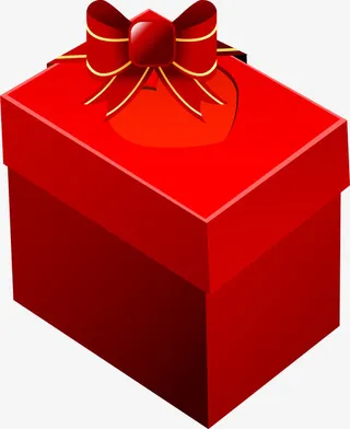 矢量手绘红色礼盒免抠