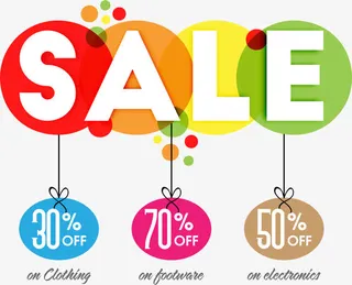 彩色圆圈打折促销标签免抠