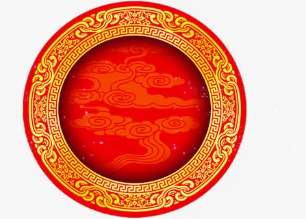 红色圆形春节装饰免抠