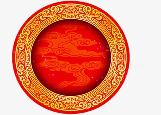 红色圆形春节装饰免抠
