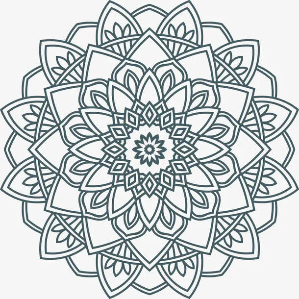 曼陀罗蓝色花纹矢量图免抠