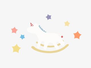 日系小白马游乐园玩具独角兽幼儿免抠