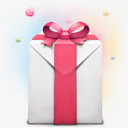 礼包白色礼包红色蝴蝶结带子免抠