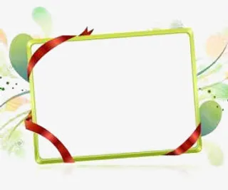 淡雅红色彩带边框免抠