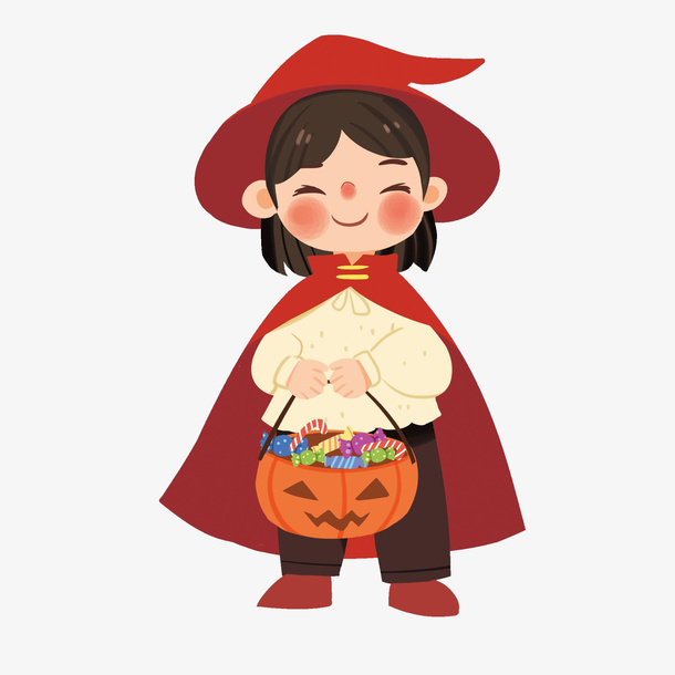 万圣节开心小魔女免抠