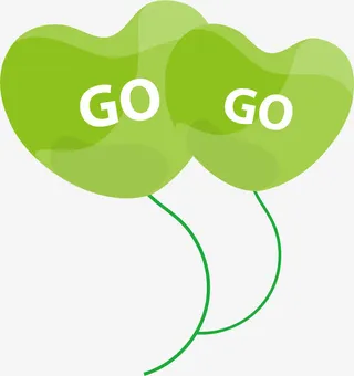 矢量绿色心形气球免抠