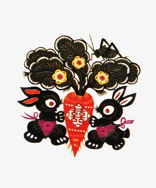 两个兔子抱萝卜免抠