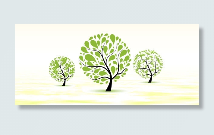 电商背景墙清新小树背景banner