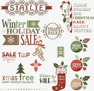 矢量可爱的圣诞促销标签免抠