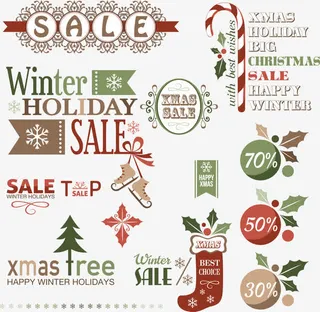 矢量可爱的圣诞促销标签免抠