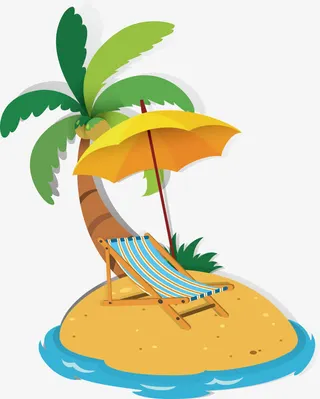 悠闲的海滩度假免抠