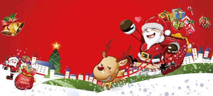 淘宝电商卡通圣诞节背景banner免抠