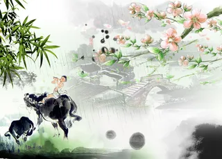 中国风清明踏青祭祀海报背景素材高清