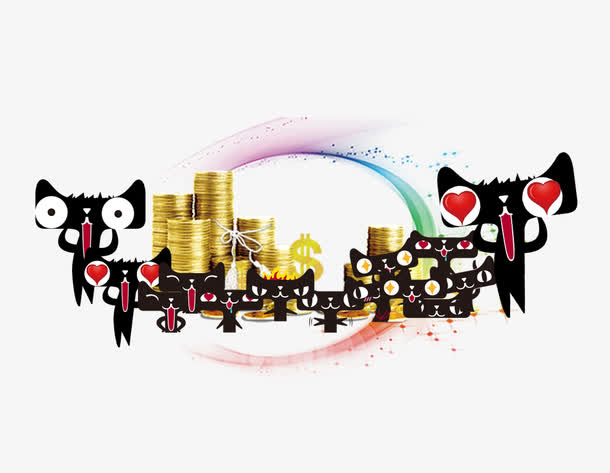 天猫小黑猫各种表情攒金币免抠