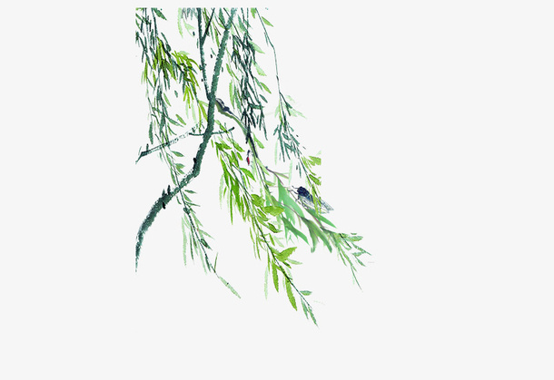 手绘彩色柳条素材免抠
