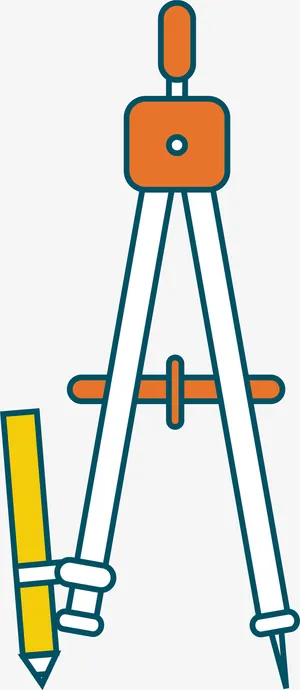 卡通圆规作图工具免抠