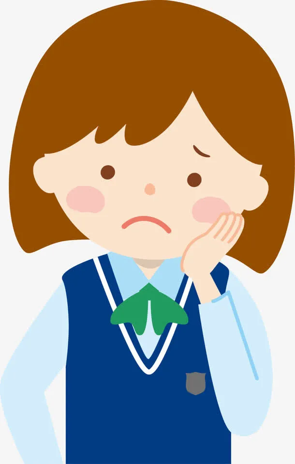 烦恼的可爱女学生免抠