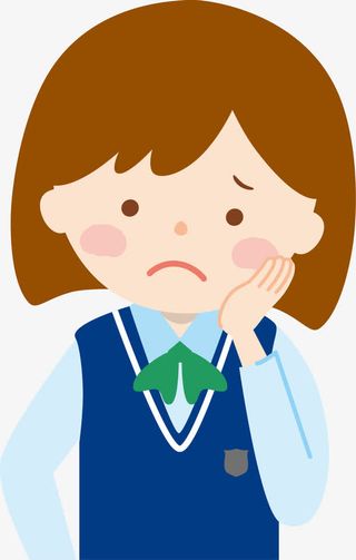 烦恼的可爱女学生免抠