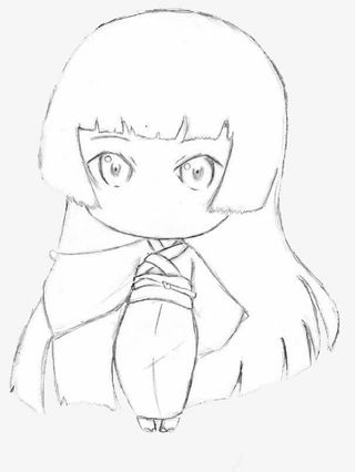 穿着和服女孩的简笔画免抠