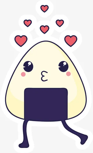 黄色卡通美味饭团免抠