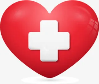 红色手绘爱心医用标签免抠