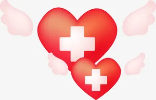 手绘爱心十字翅膀图案免抠