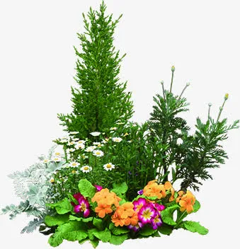 春天黄色清新花丛装饰免抠