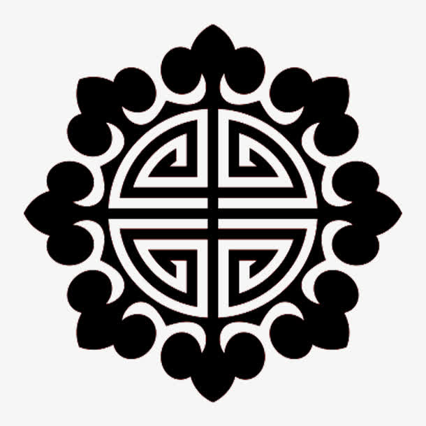 国风圆形花朵边框免抠