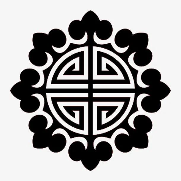 国风圆形花朵边框免抠