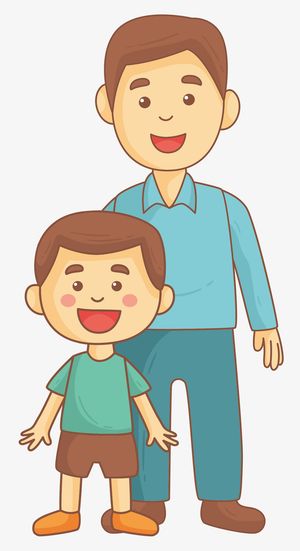 卡通手绘爸爸和儿子免抠