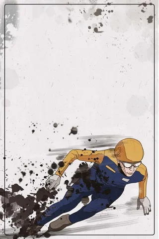 短道速滑水墨中国风体育运动海报高清