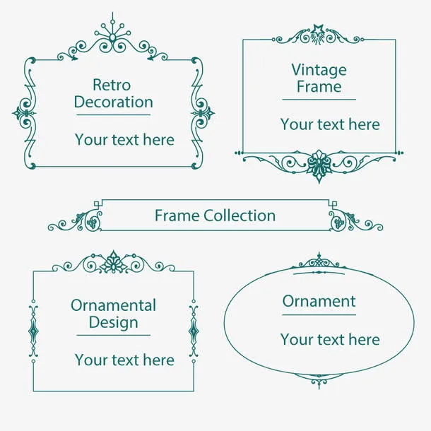 矢量蓝色边框纹理免抠