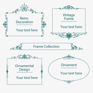 矢量蓝色边框纹理免抠