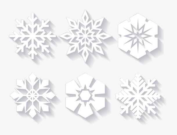 6款精美白色雪花矢量素材免抠