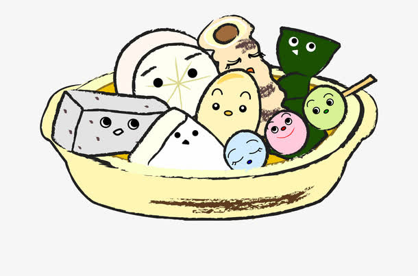 卡通手绘彩色关东煮免抠